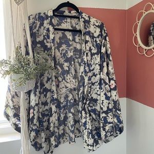 Blue floral kimono